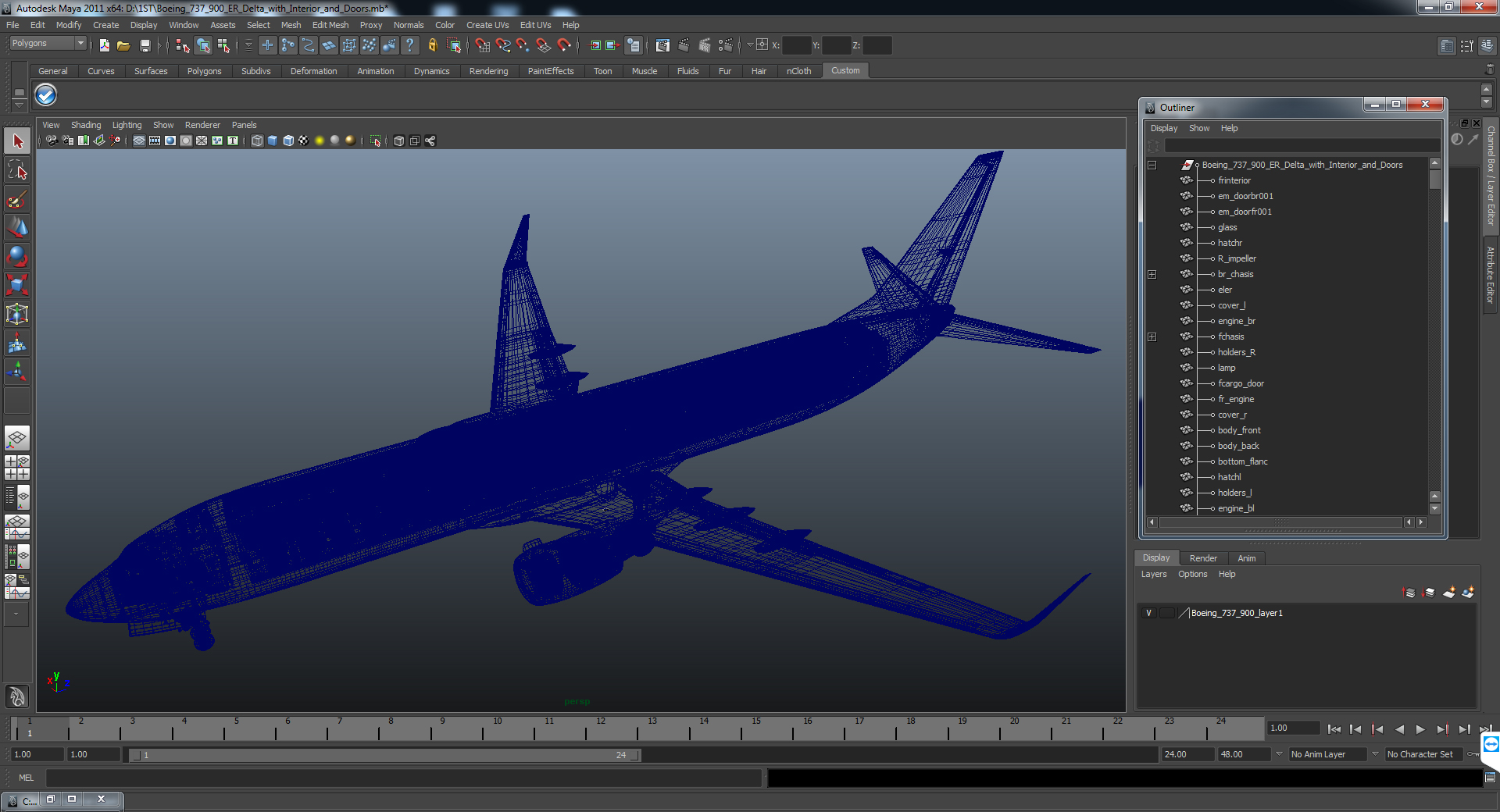 3D Boeing 737 900 ER American Airlines with Cabin