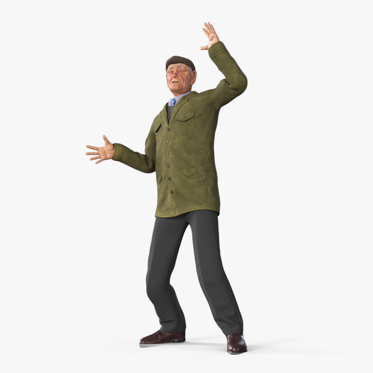 3D Old Man Rigged for Maya model