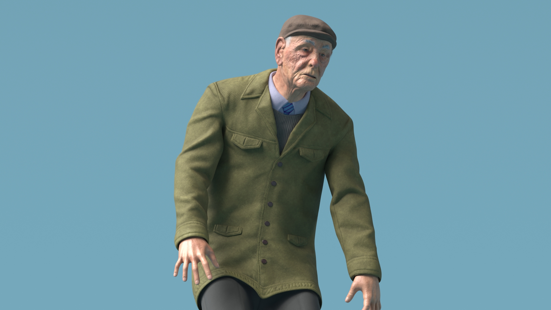 3D Old Man Rigged for Maya model