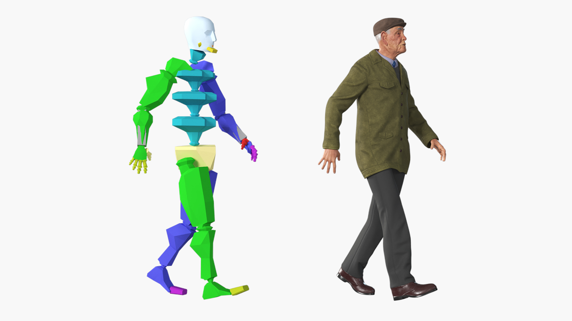 3D Old Man Rigged for Maya model