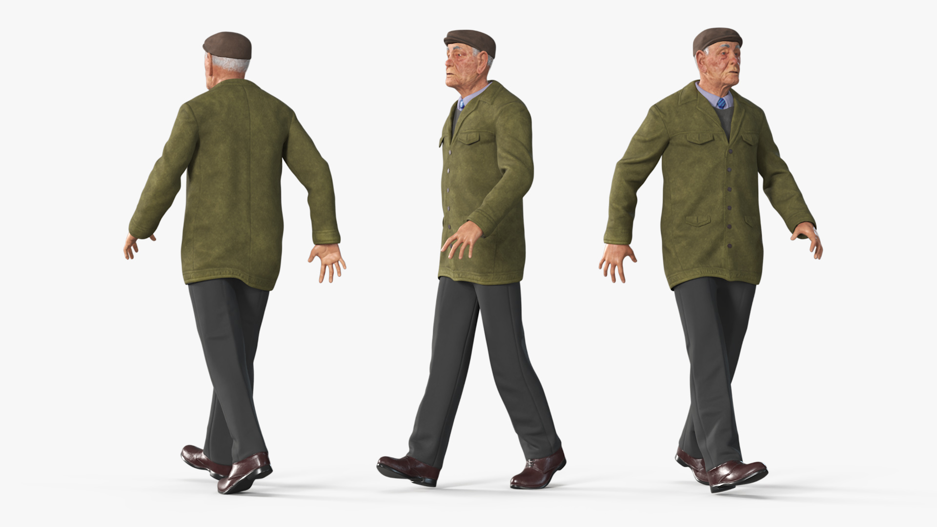 3D Old Man Rigged for Maya model