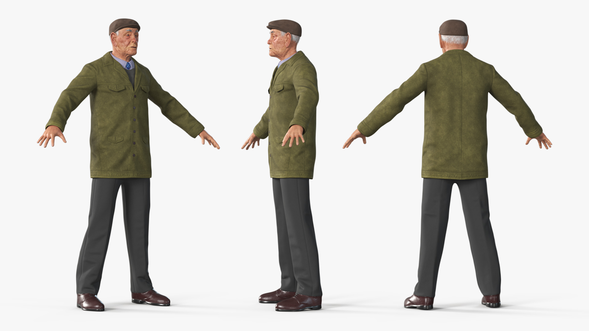 3D Old Man Rigged for Maya model