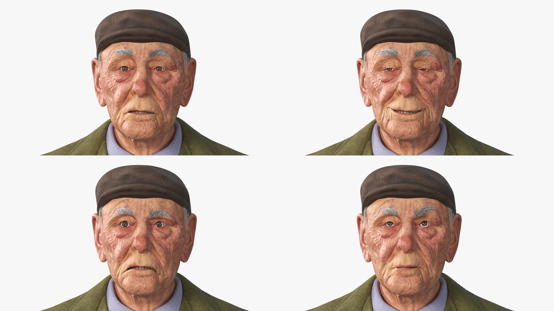 3D Old Man Rigged for Maya model