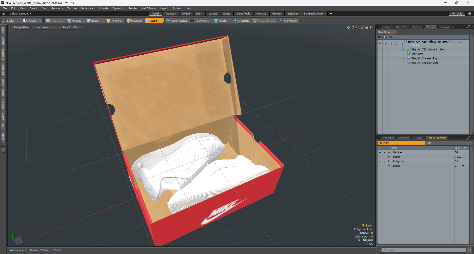 3D model Nike Air 720 White in Box