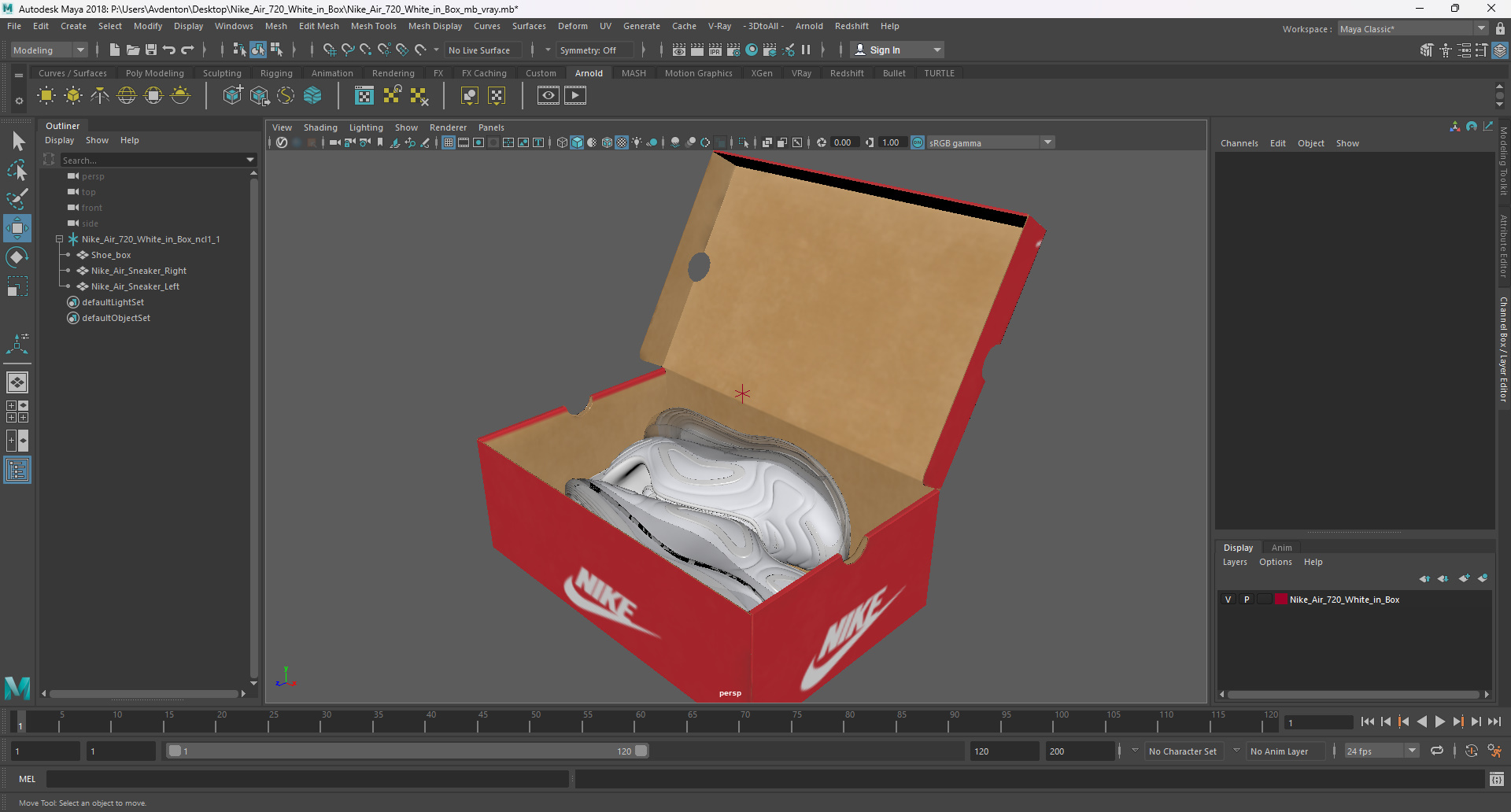 3D model Nike Air 720 White in Box
