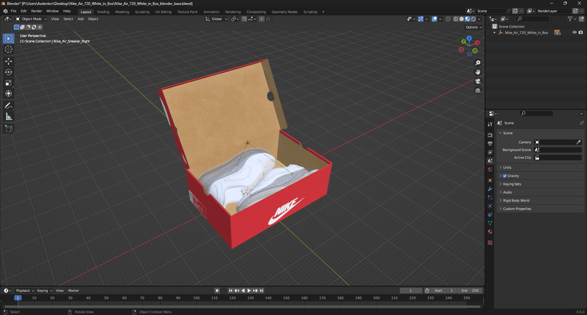 3D model Nike Air 720 White in Box