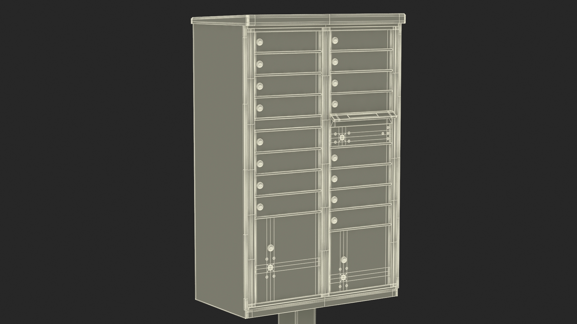 3D model Grey Sixteen Door Parcel Cluster Mailbox