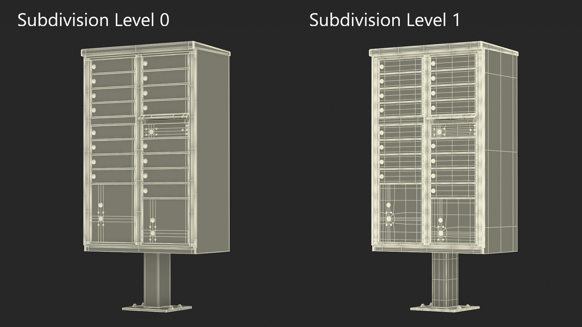 3D model Grey Sixteen Door Parcel Cluster Mailbox