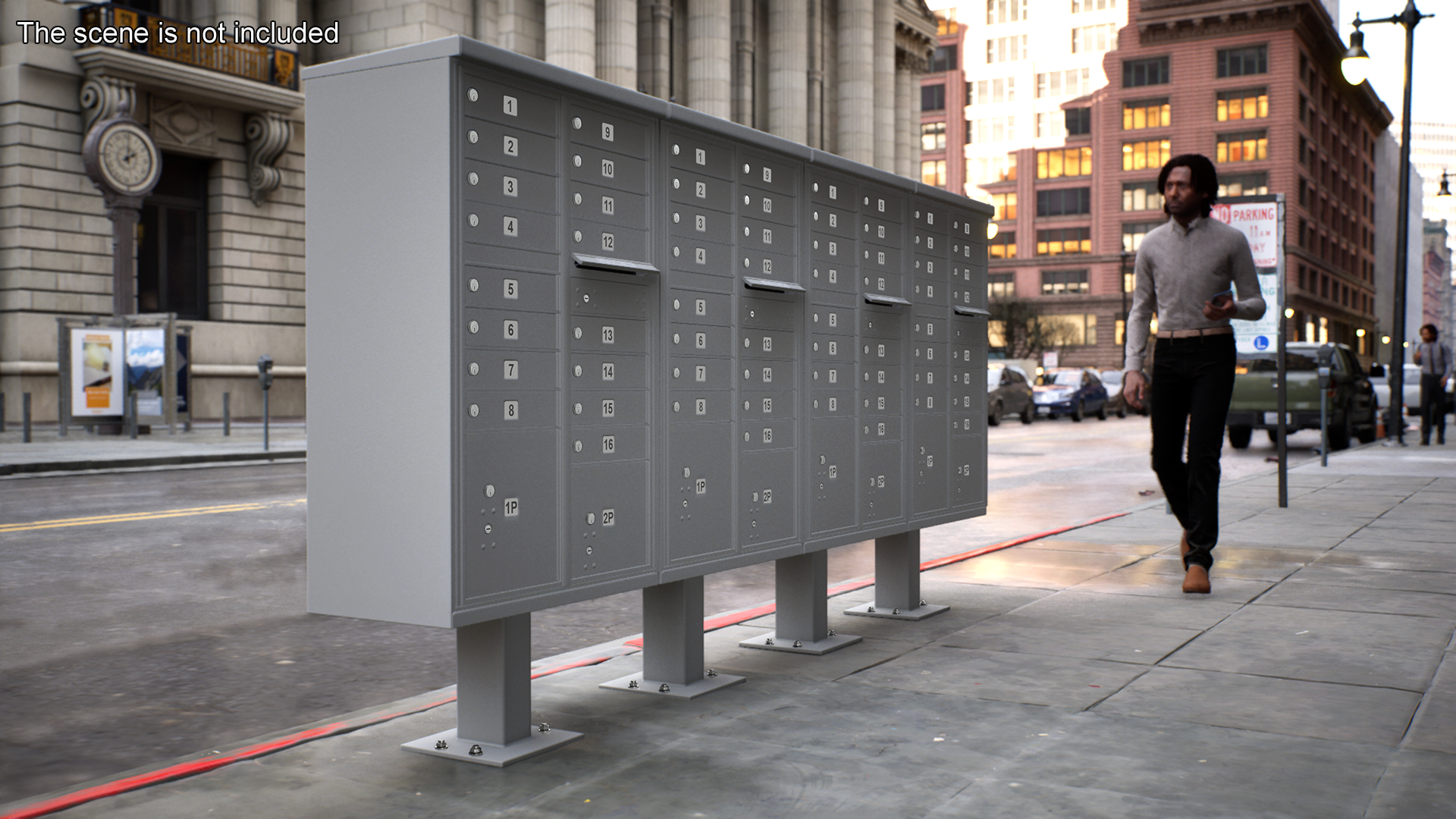 3D model Grey Sixteen Door Parcel Cluster Mailbox