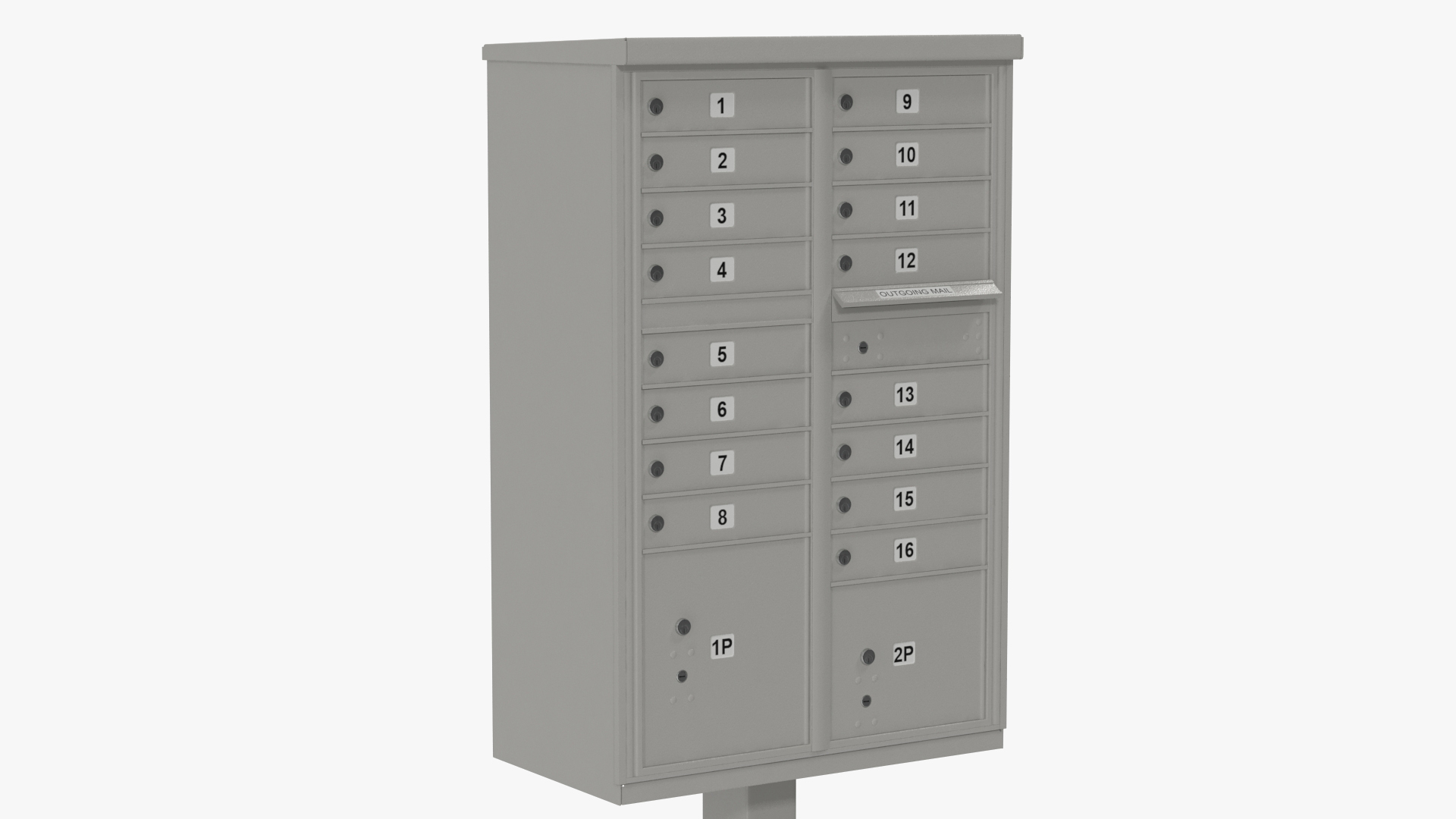 3D model Grey Sixteen Door Parcel Cluster Mailbox