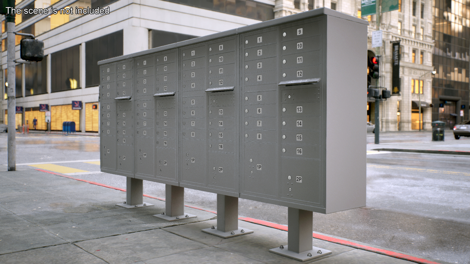 3D model Grey Sixteen Door Parcel Cluster Mailbox
