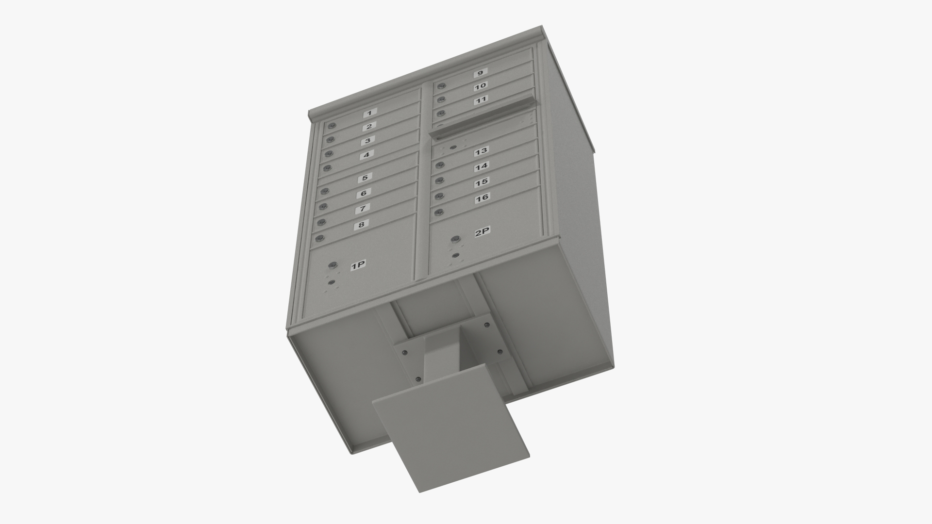3D model Grey Sixteen Door Parcel Cluster Mailbox