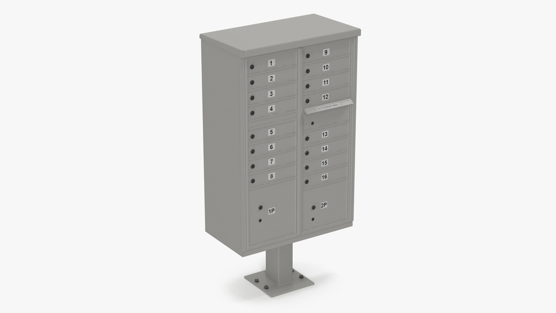 3D model Grey Sixteen Door Parcel Cluster Mailbox