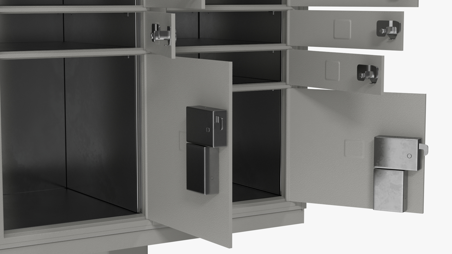 3D model Grey Sixteen Door Parcel Cluster Mailbox