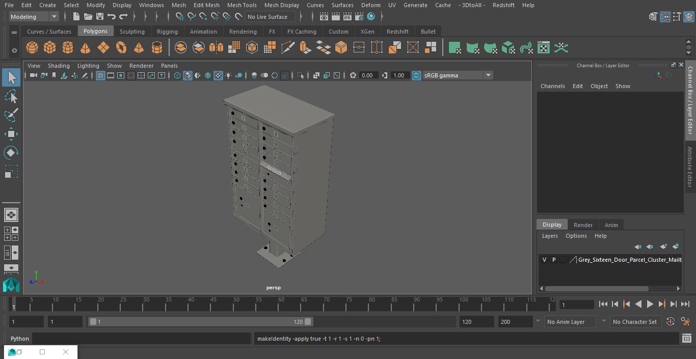 3D model Grey Sixteen Door Parcel Cluster Mailbox