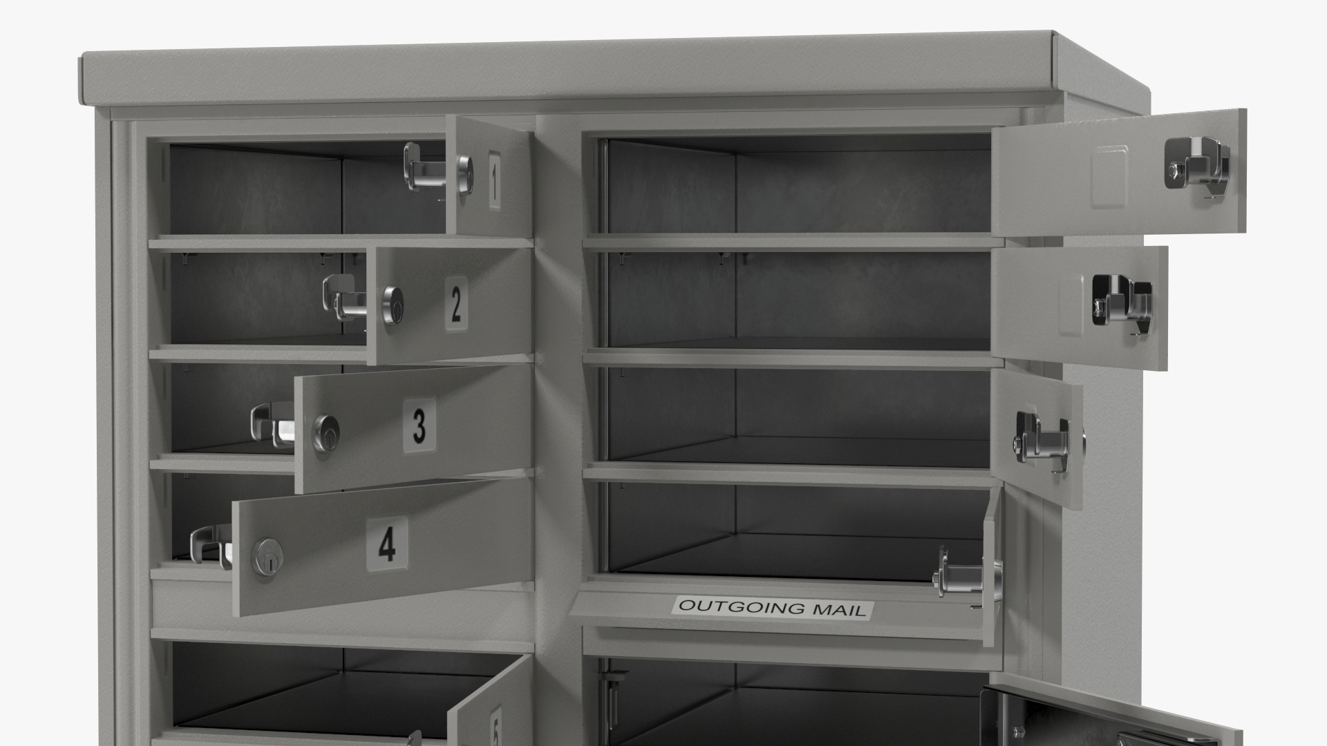 3D model Grey Sixteen Door Parcel Cluster Mailbox