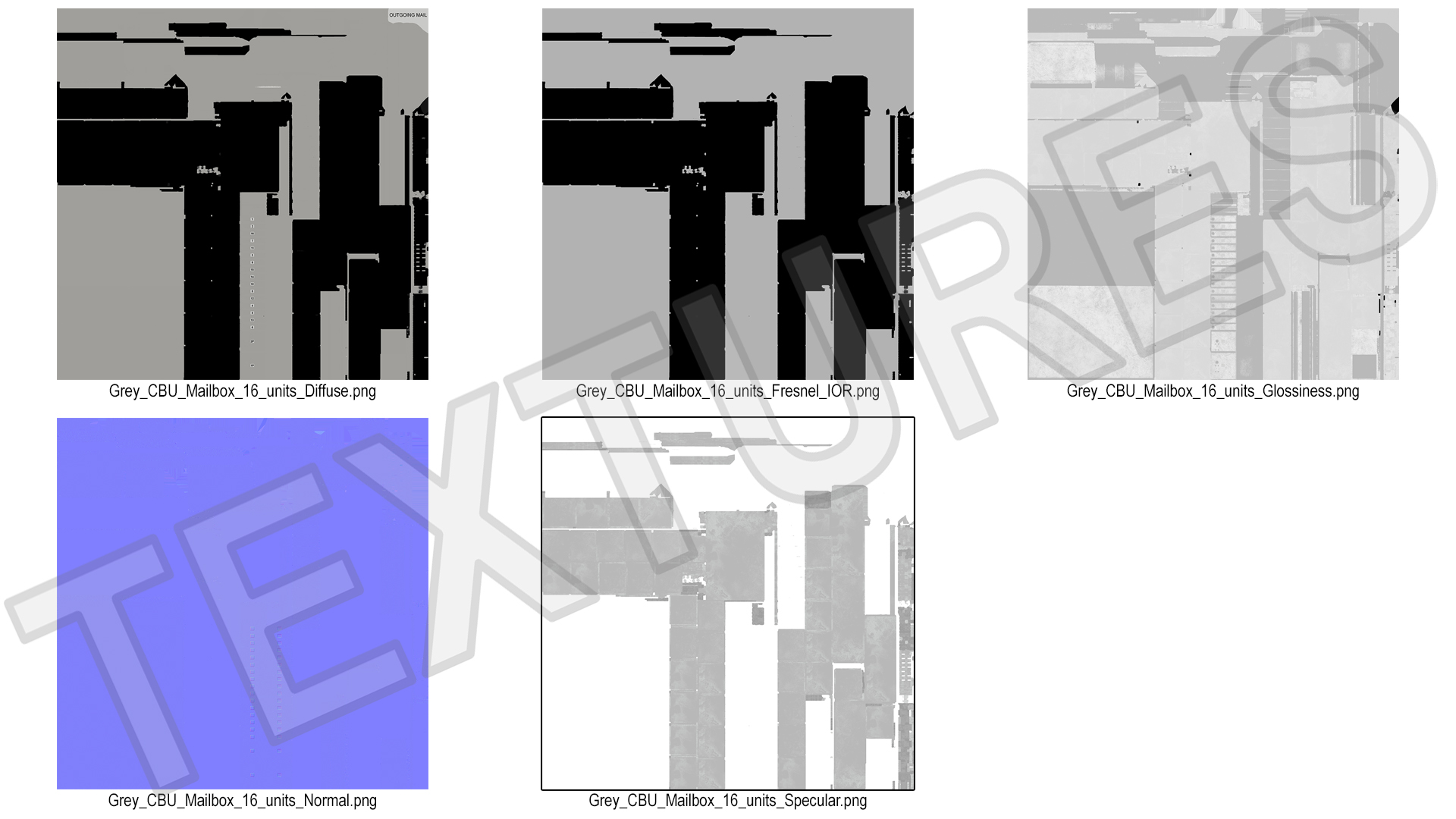 3D model Grey Sixteen Door Parcel Cluster Mailbox