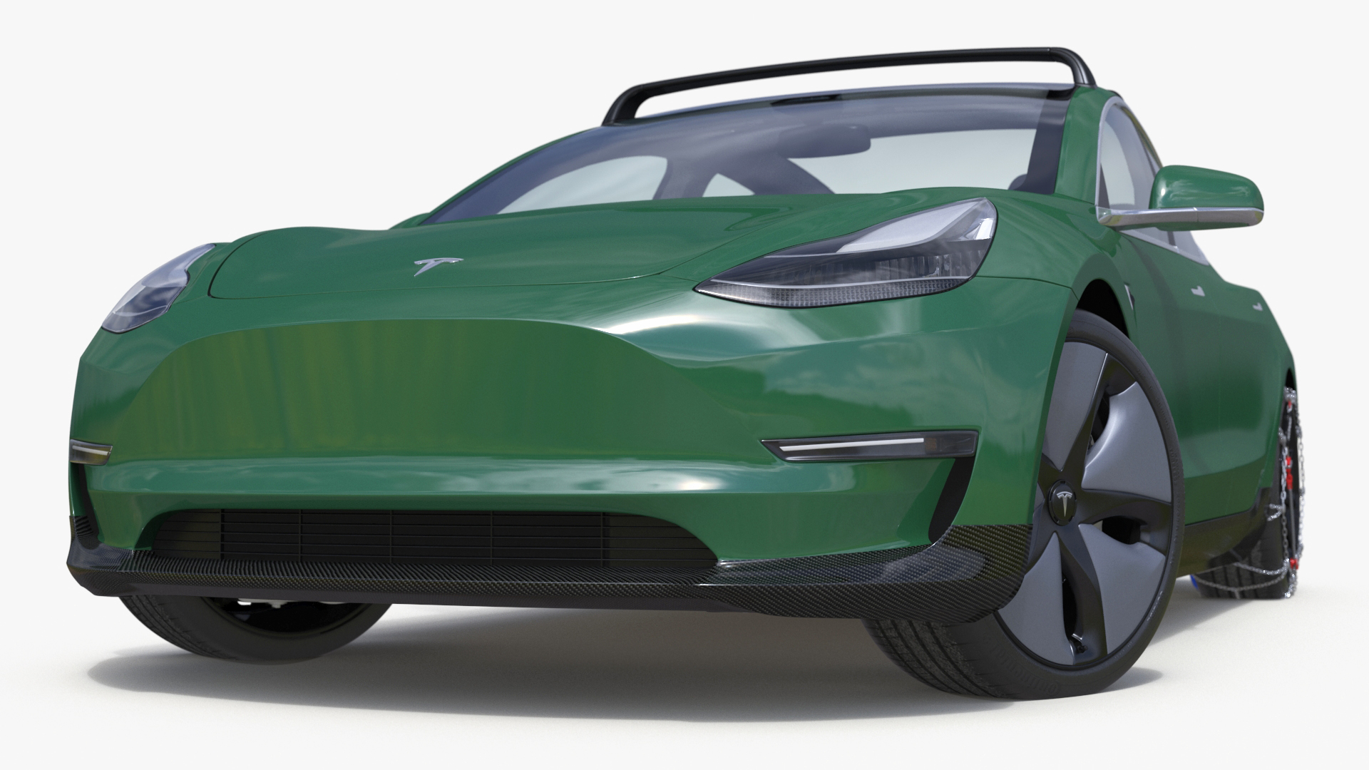 Tesla Model 3 with Wheel and Roof Accessories Rigged 3D