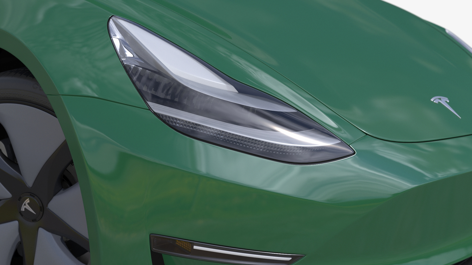 Tesla Model 3 with Wheel and Roof Accessories Rigged 3D