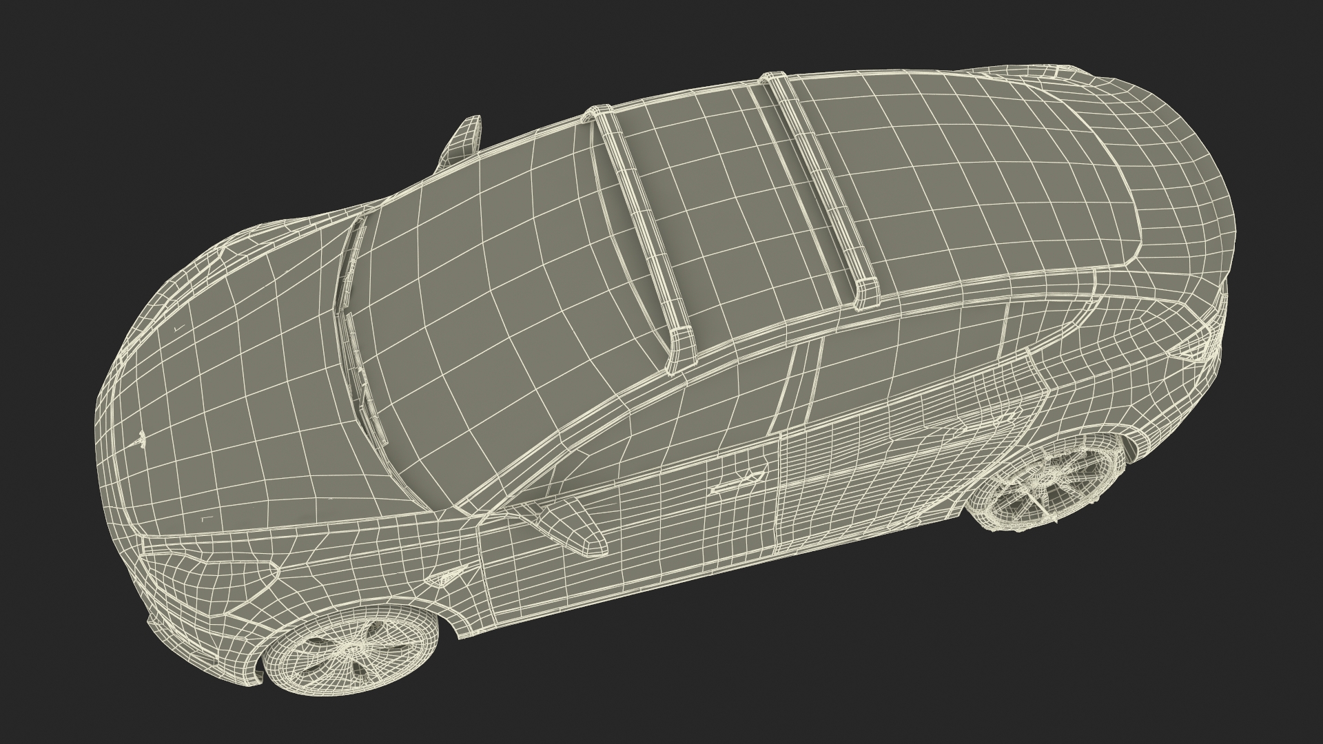 Tesla Model 3 with Wheel and Roof Accessories Rigged 3D