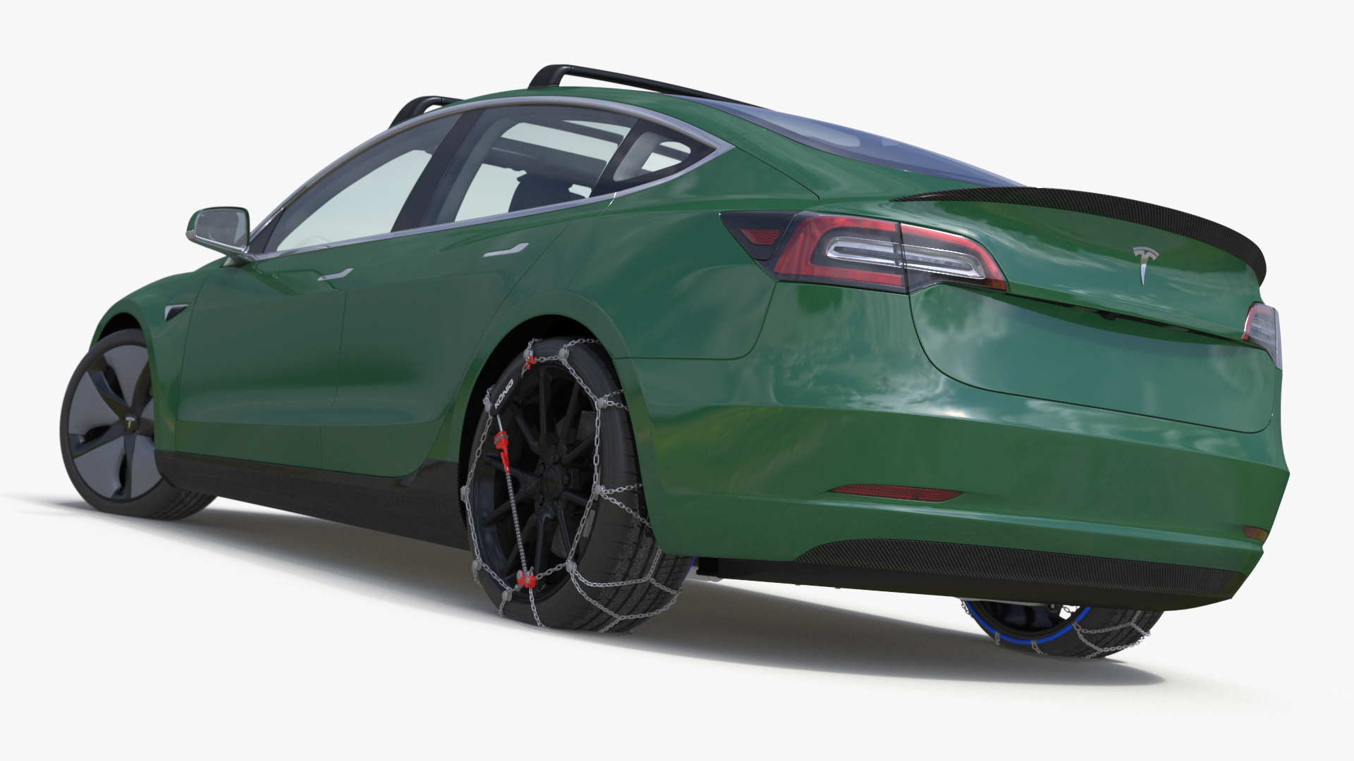 Tesla Model 3 with Wheel and Roof Accessories Rigged 3D