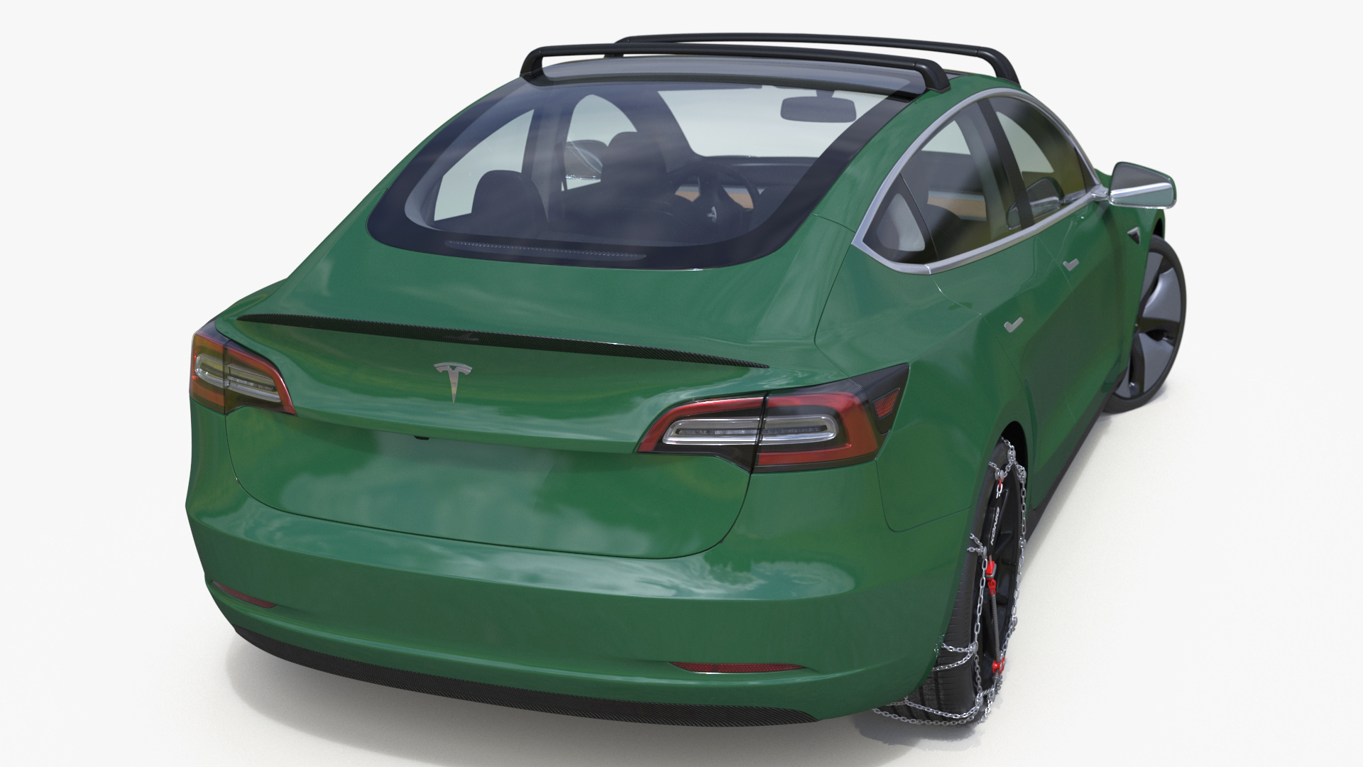 Tesla Model 3 with Wheel and Roof Accessories Rigged 3D