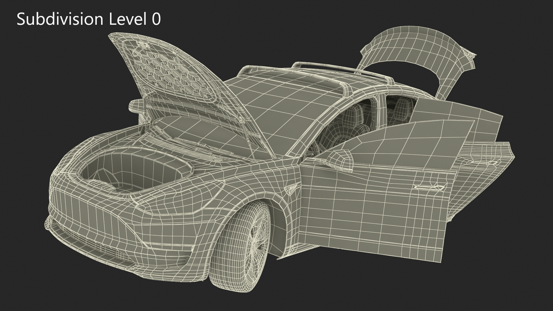 Tesla Model 3 with Wheel and Roof Accessories Rigged 3D