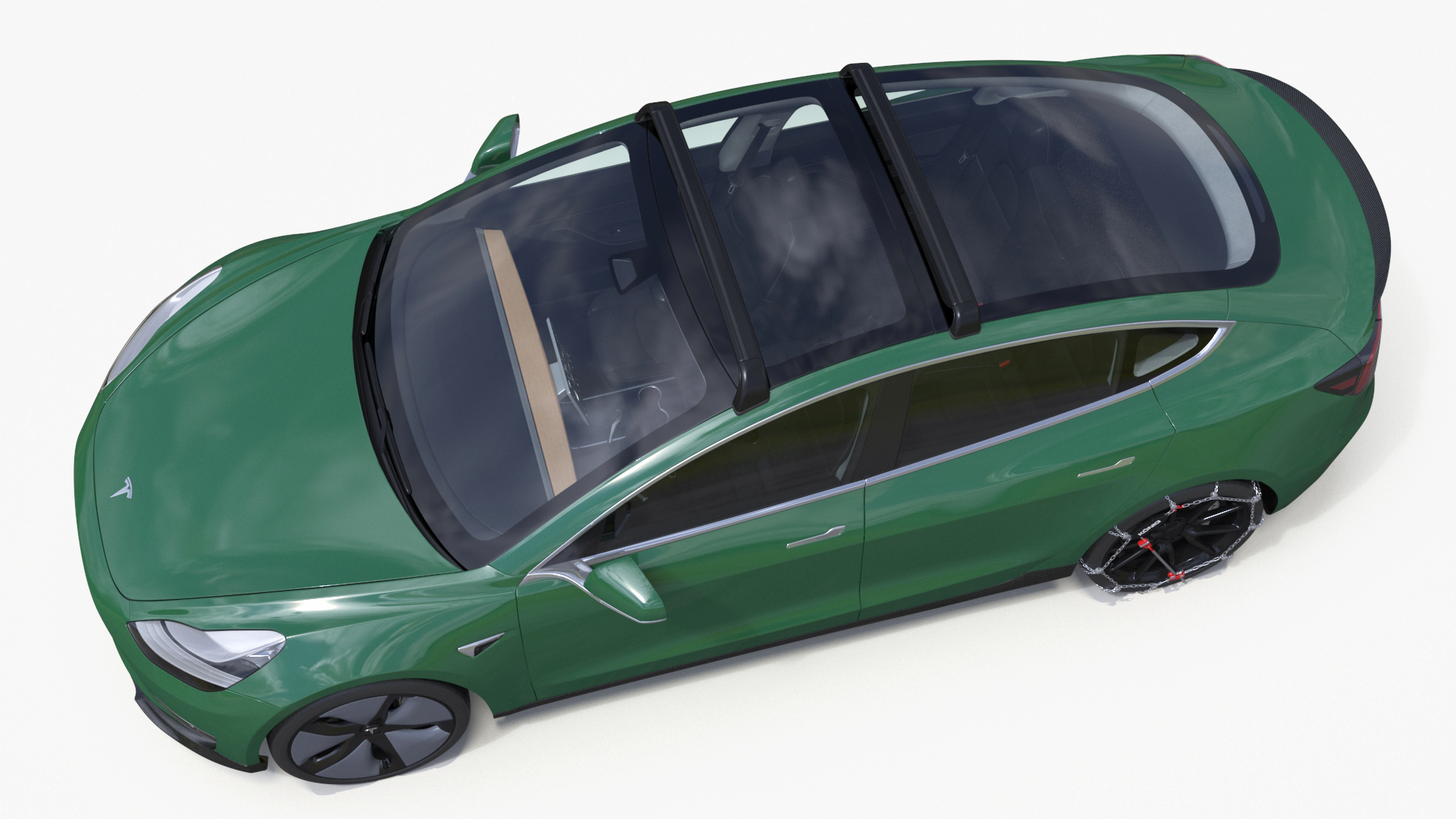 Tesla Model 3 with Wheel and Roof Accessories Rigged 3D