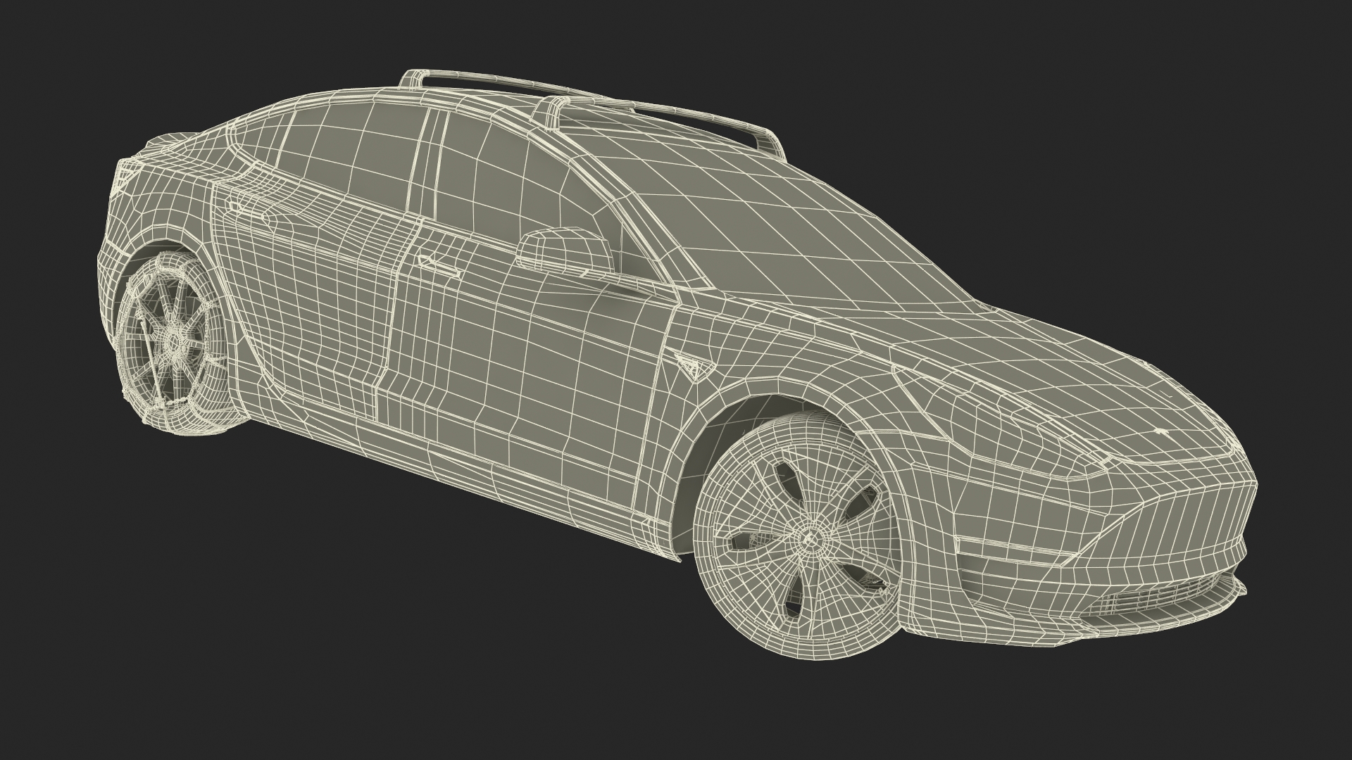 Tesla Model 3 with Wheel and Roof Accessories Rigged 3D