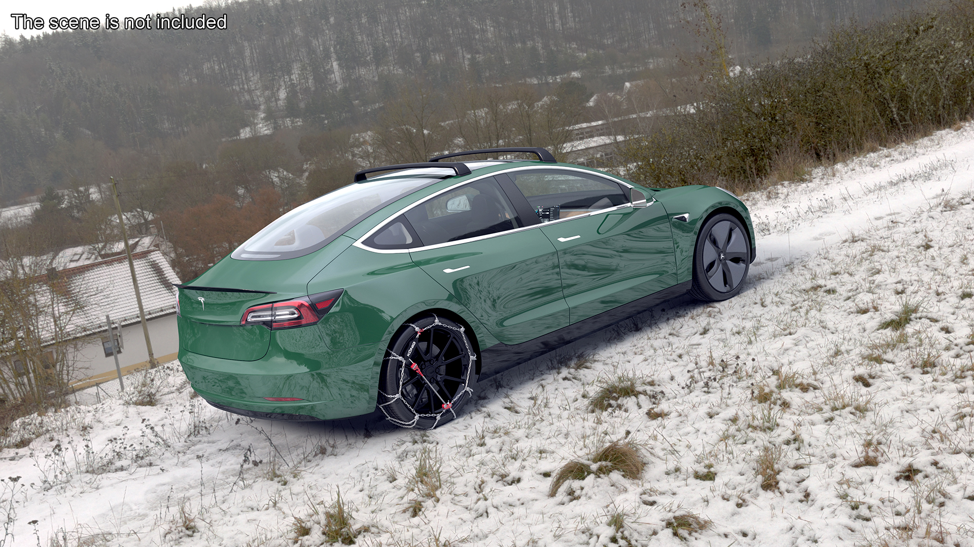 Tesla Model 3 with Wheel and Roof Accessories Rigged 3D