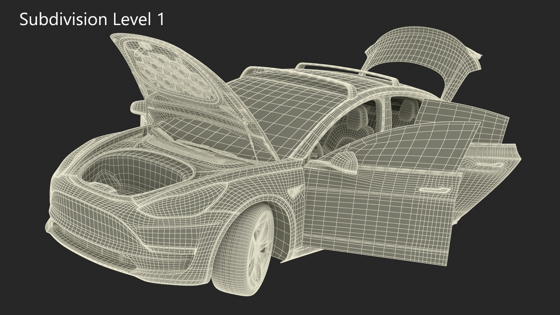 Tesla Model 3 with Wheel and Roof Accessories Rigged 3D