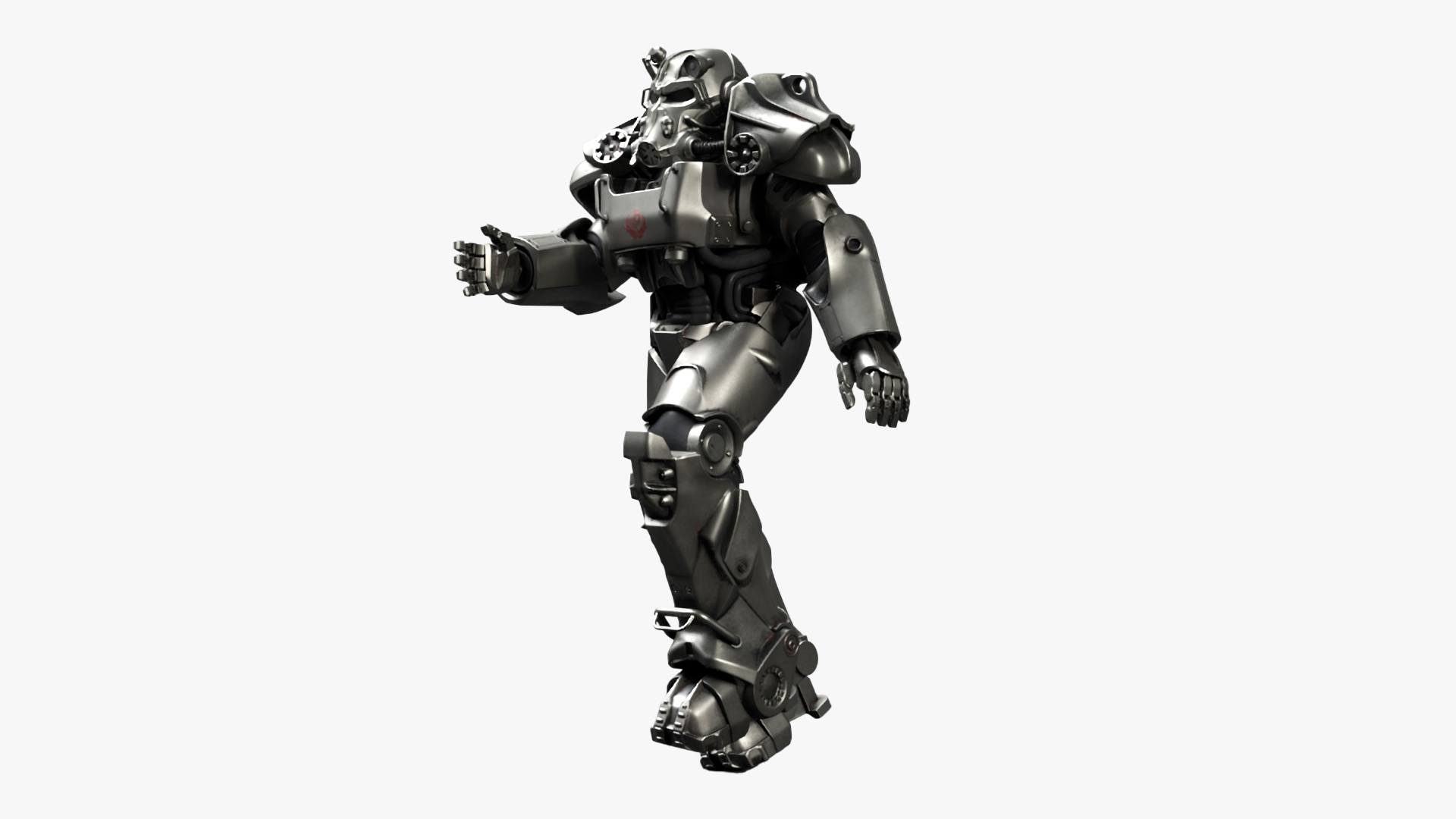 3D T 60 Power Armor Fallout with Rifle Rigged for Maya