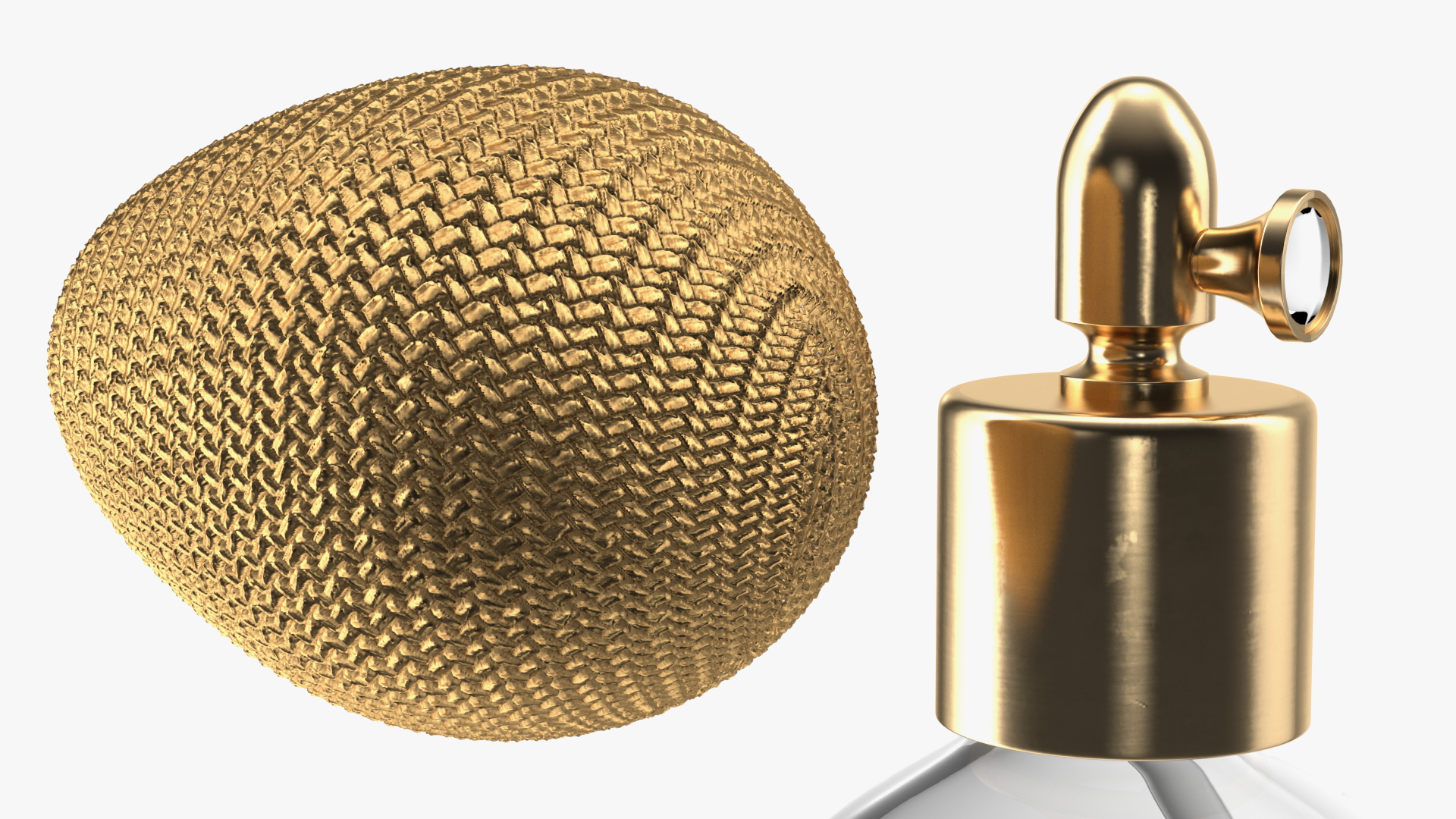 Empty Spherical Golden Perfume Bottle 3D