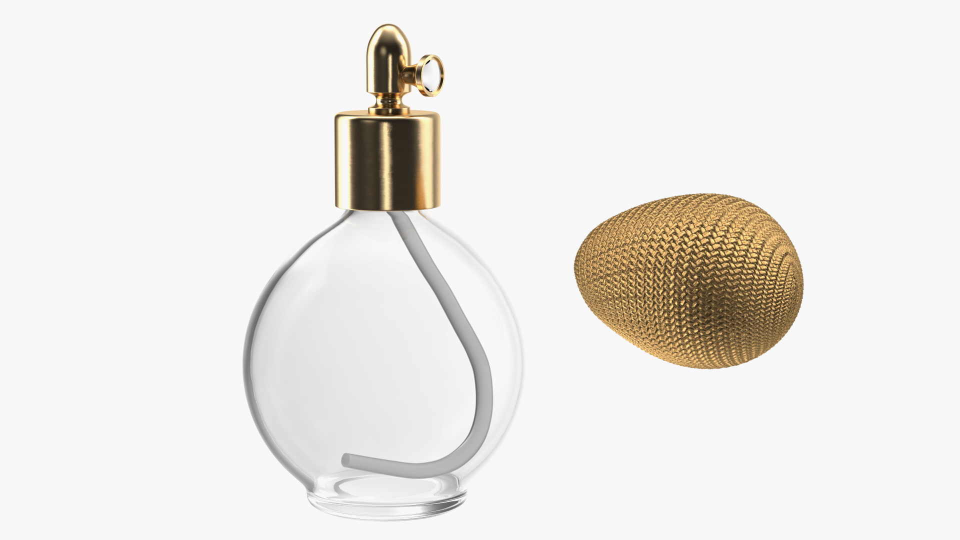 Empty Spherical Golden Perfume Bottle 3D