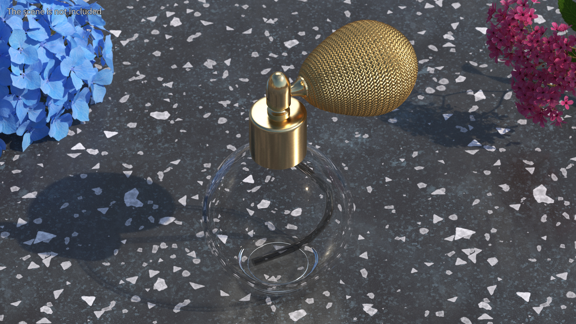 Empty Spherical Golden Perfume Bottle 3D