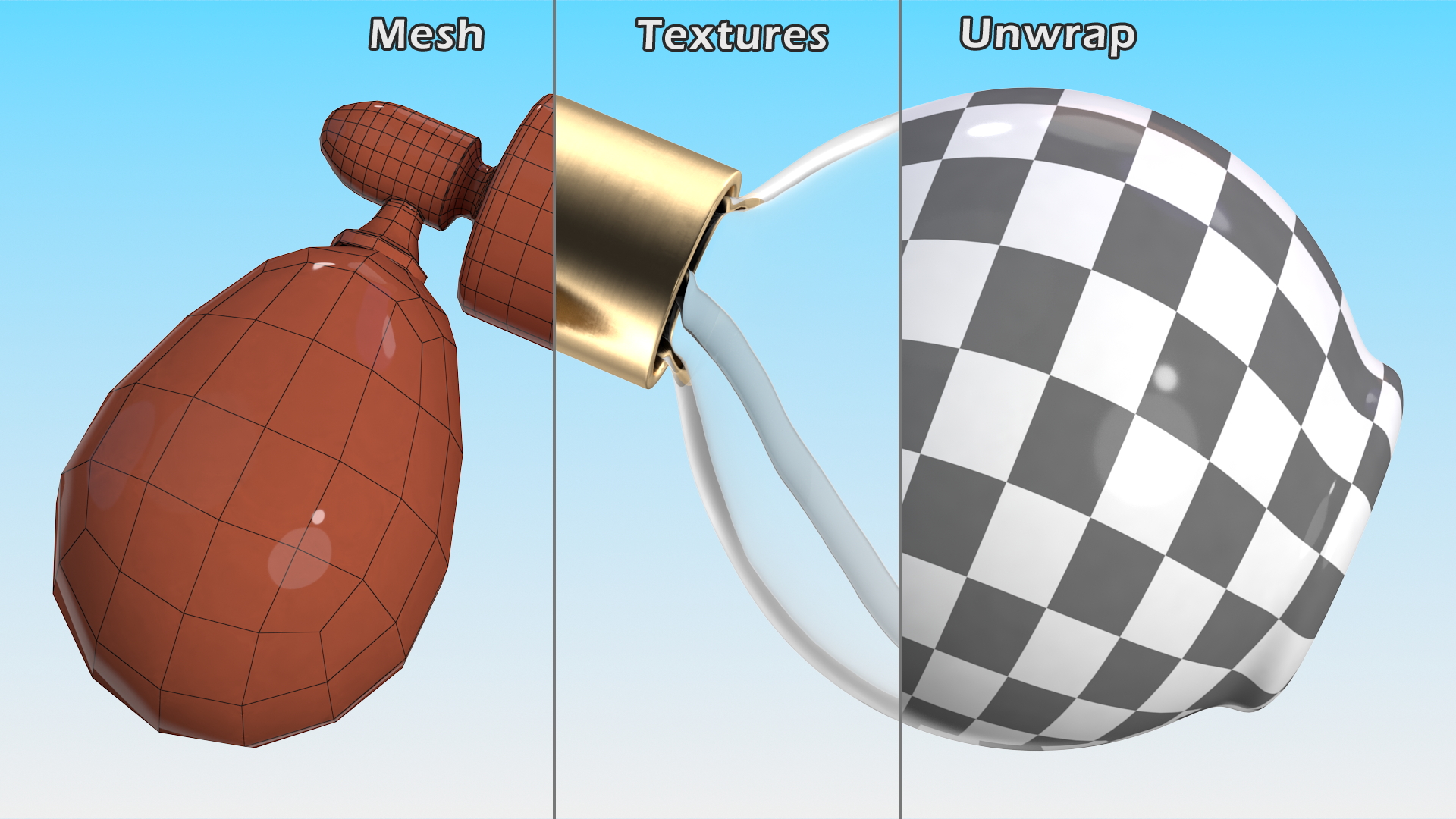 Empty Spherical Golden Perfume Bottle 3D