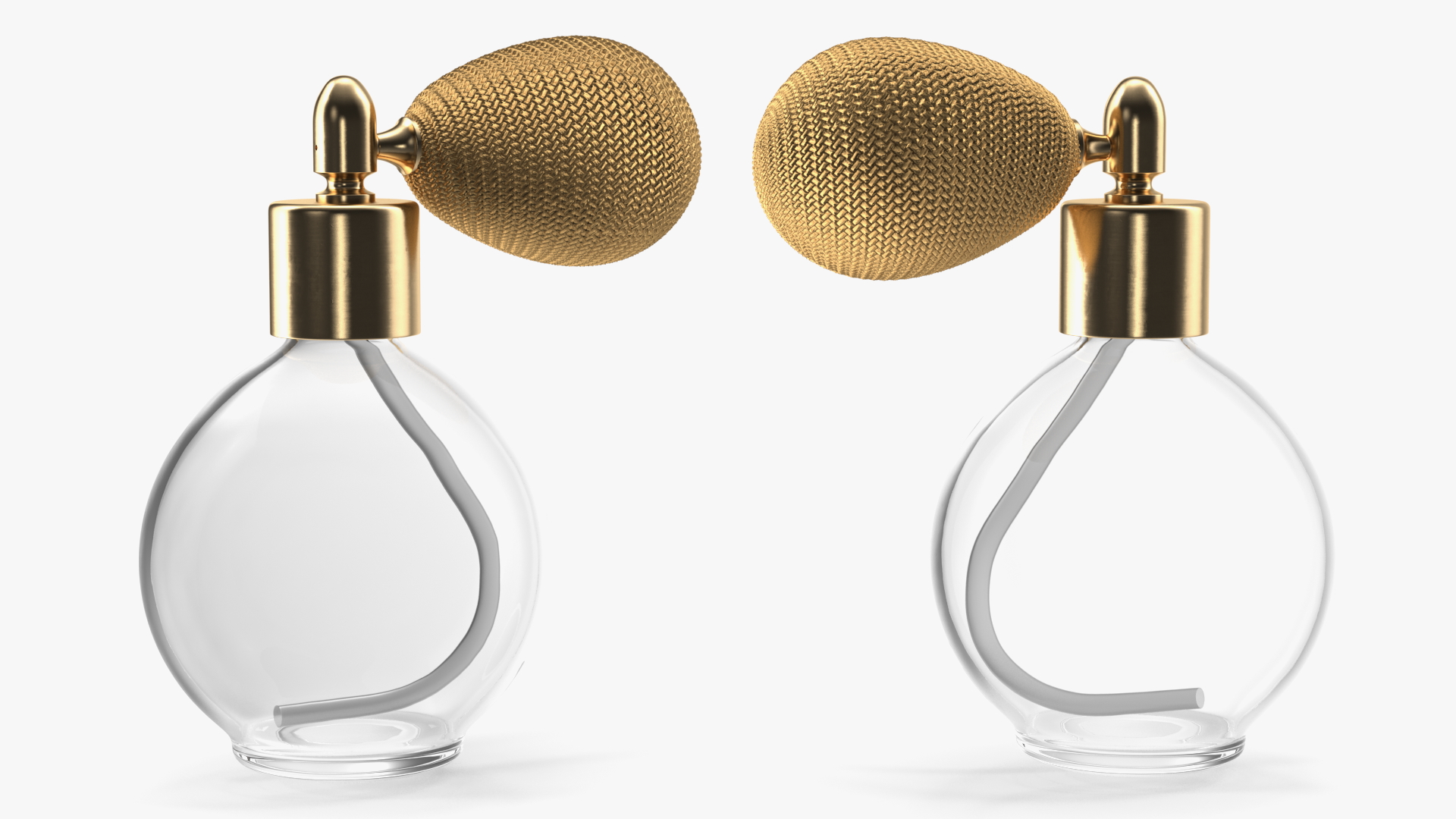 Empty Spherical Golden Perfume Bottle 3D