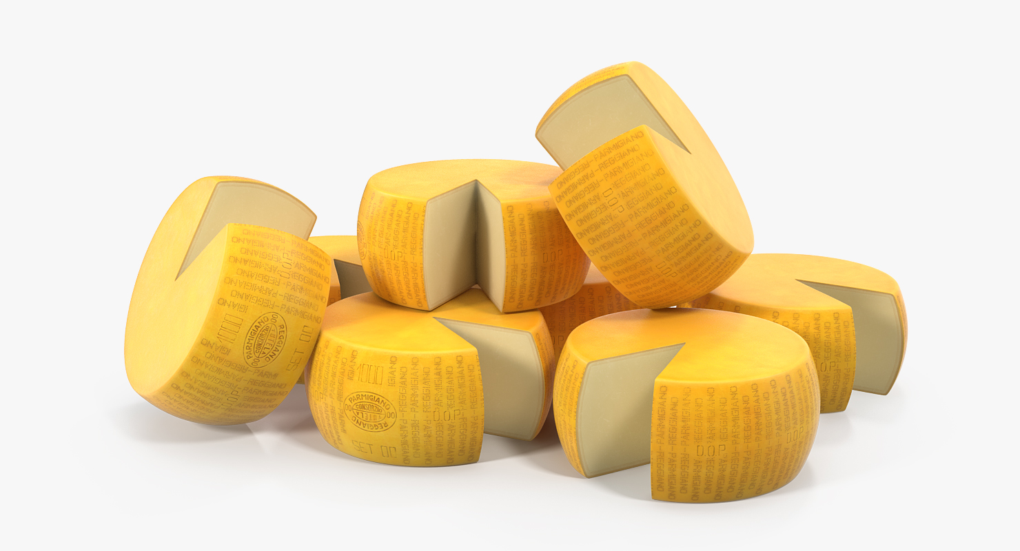 3D Wheel Of Parmesan Cheese With Piece Cut Out model