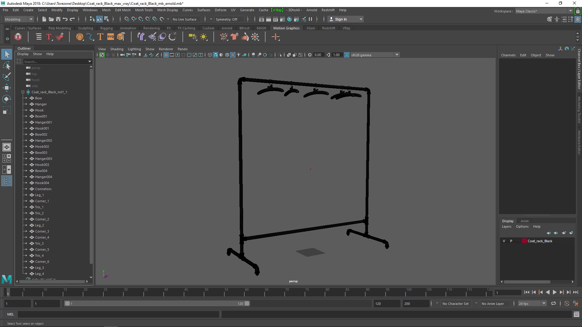 3D model Coat rack Black