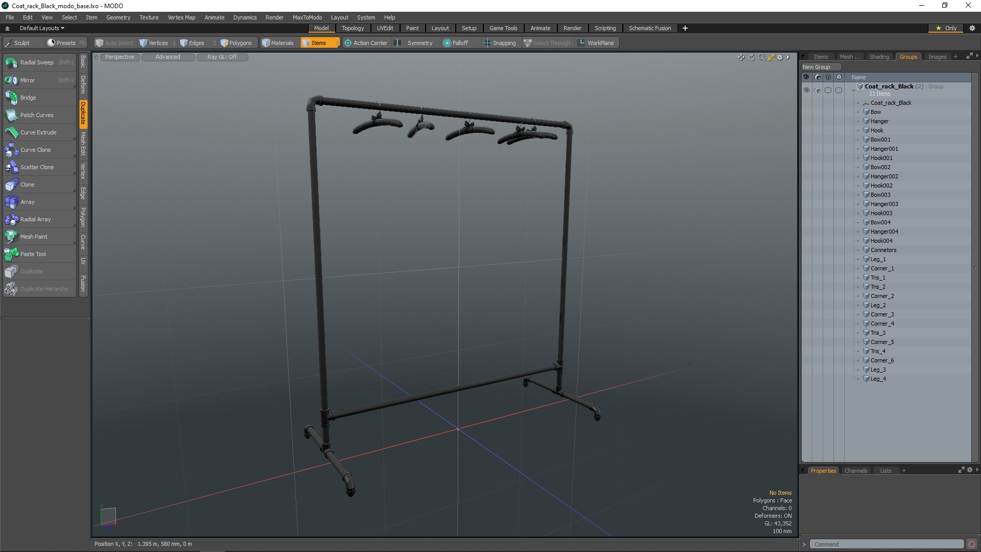 3D model Coat rack Black