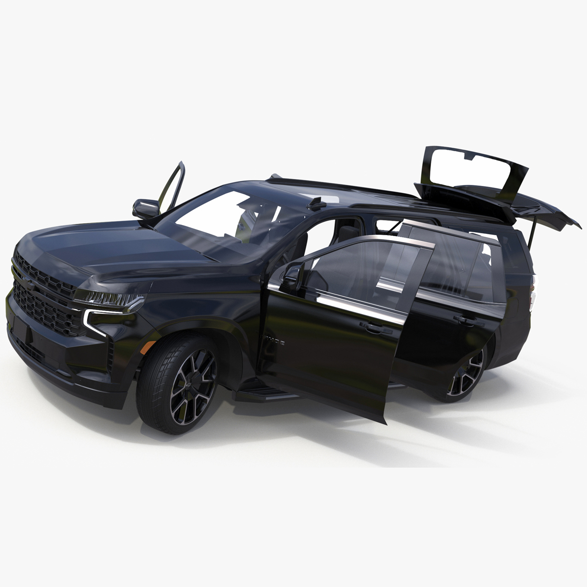 3D SUV Chevrolet Tahoe 2024 Black Rigged for Cinema 4D