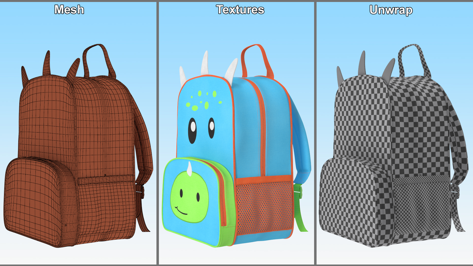 Kids Dinosaur Themed Backpack 3D model