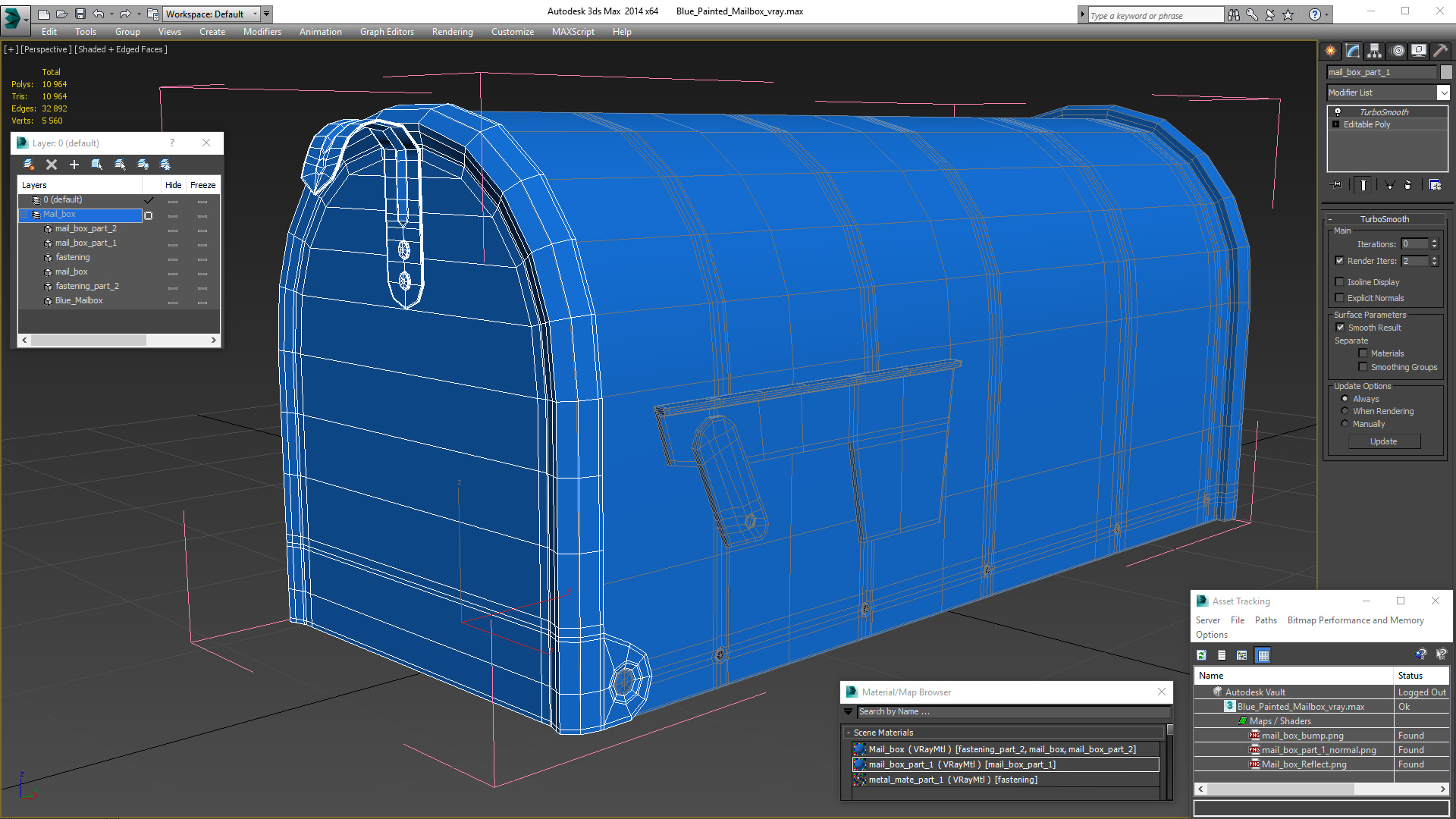 3D model Blue Painted Mailbox