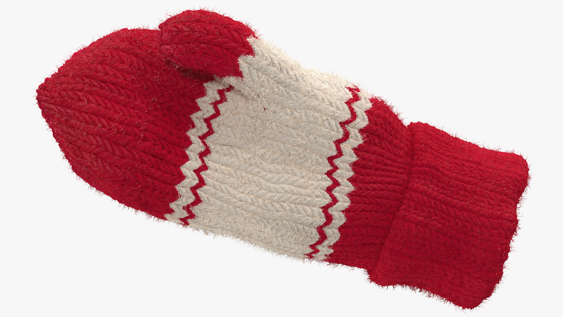 3D Pair of Red Wool Mittens Fur model
