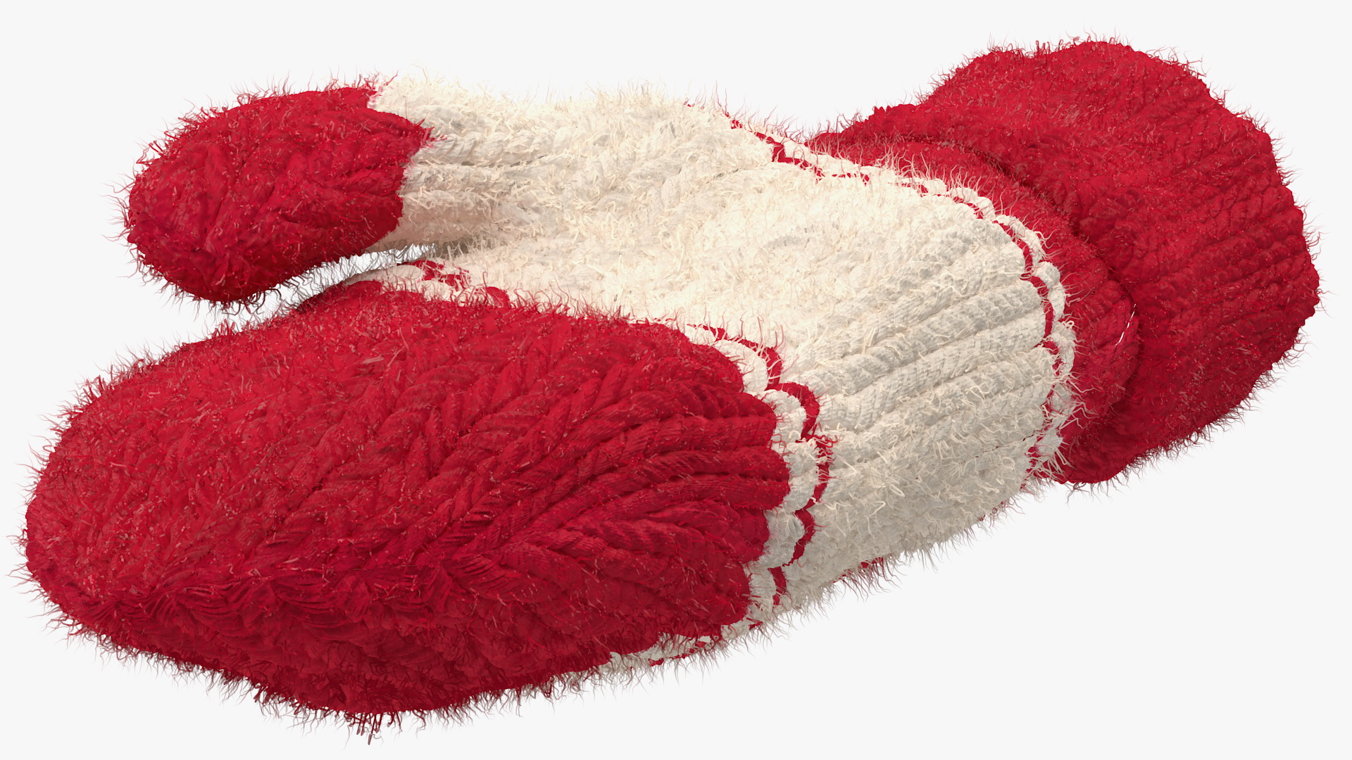 3D Pair of Red Wool Mittens Fur model