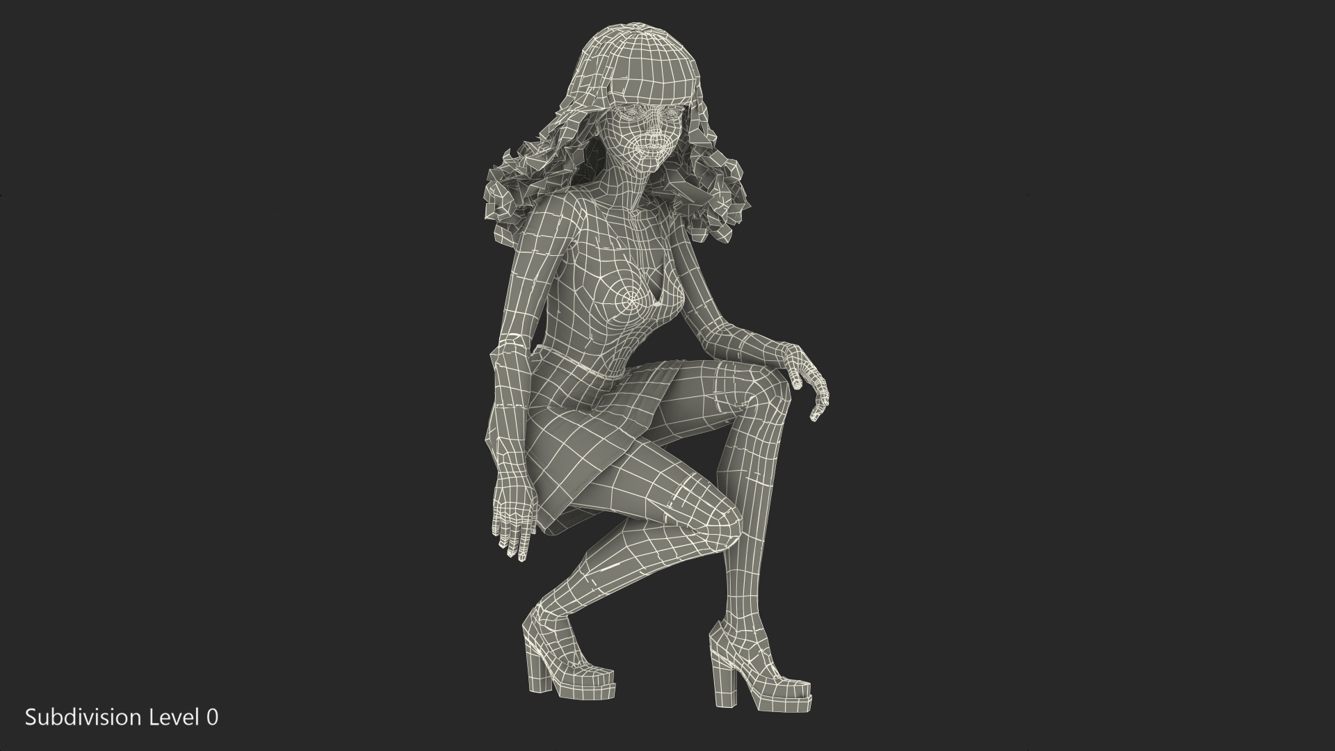 3D model Cartoon Young Girl Youth Clothes Sitting Pose