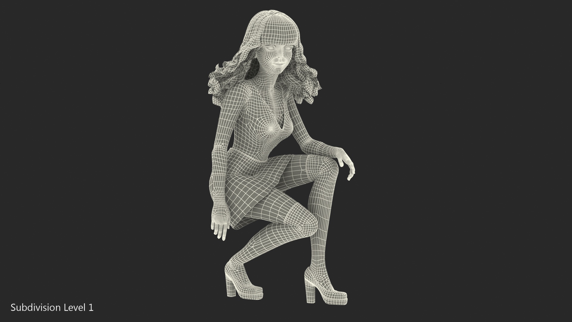 3D model Cartoon Young Girl Youth Clothes Sitting Pose
