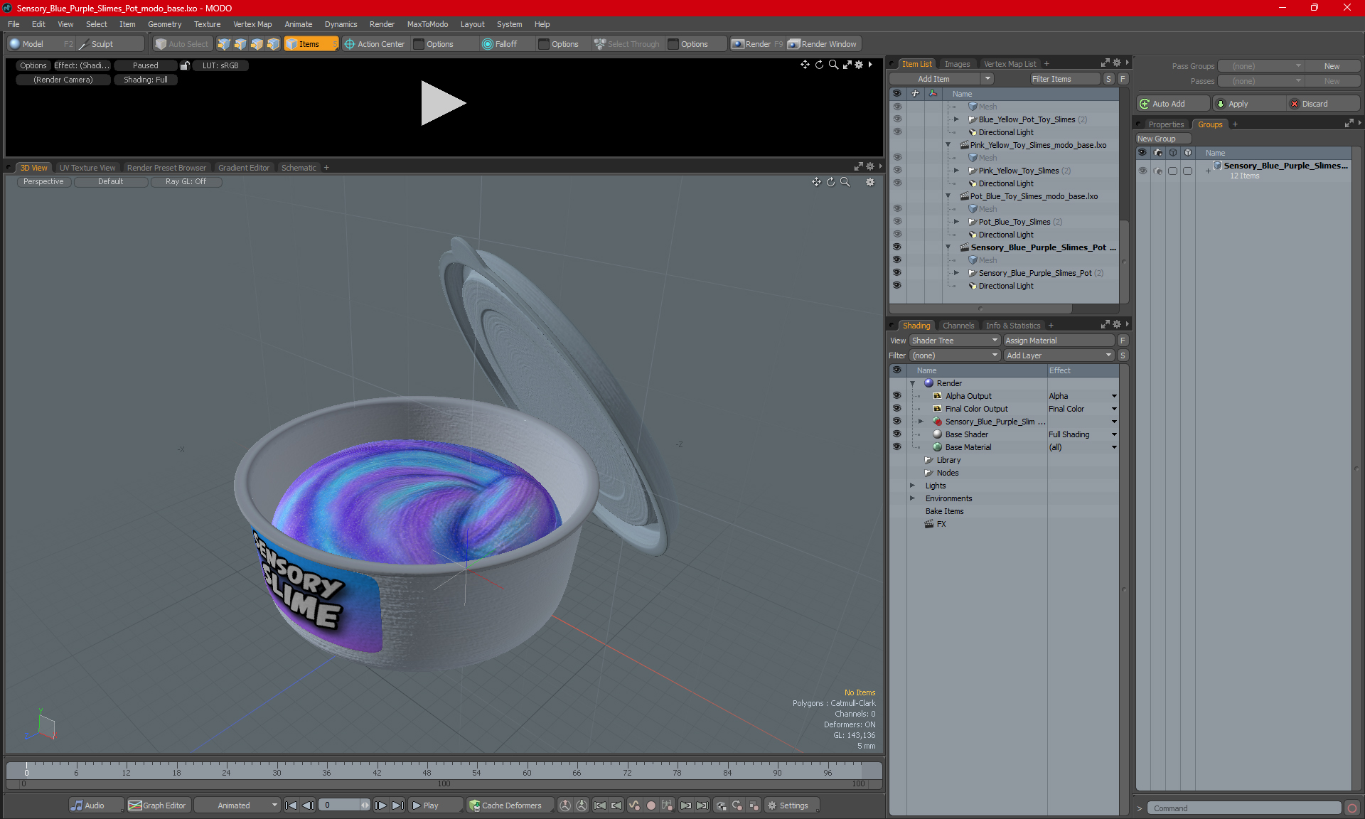 3D model Sensory Blue Purple Slimes Pot