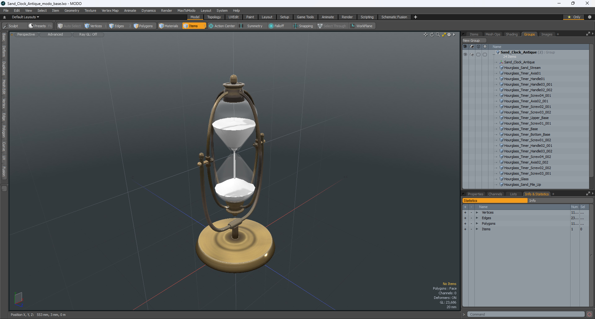 3D Sand Clock Antique model
