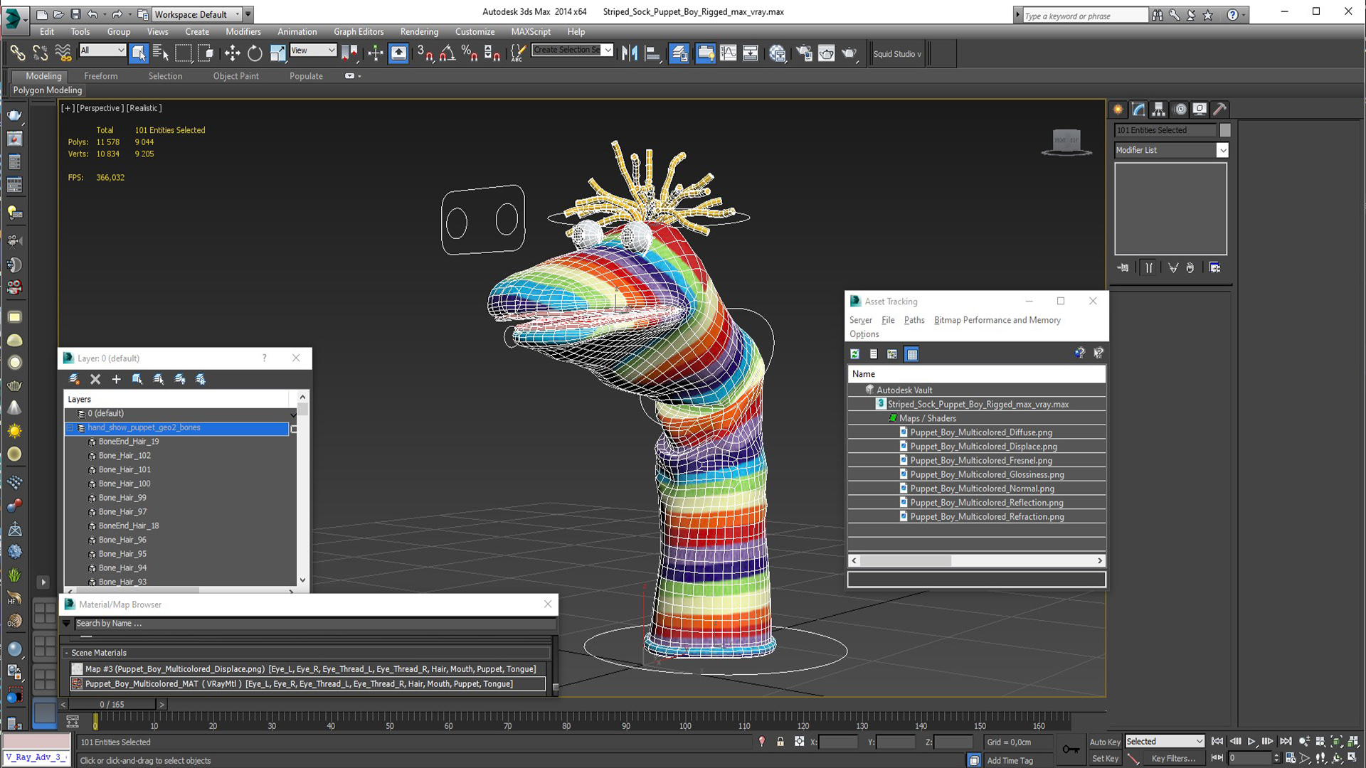 3D model Striped Sock Puppet Boy Rigged